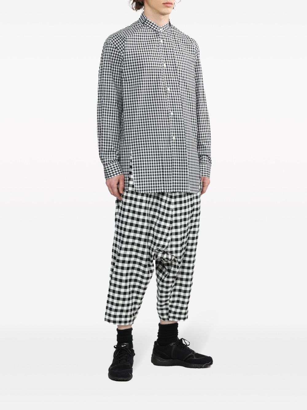 Shop Black Comme Des Garçons Gingham-print Cotton T-shirt In Black