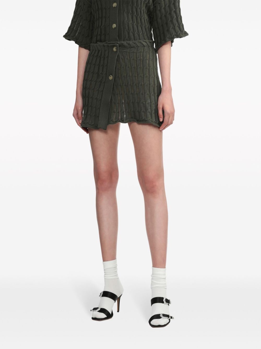 Shop Halfboy Cable-knit Cotton Miniskirt In 绿色