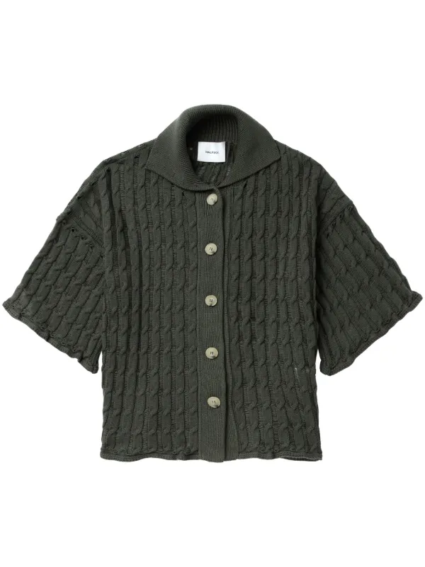 Halfboy Cable-knit Cotton Top in Green