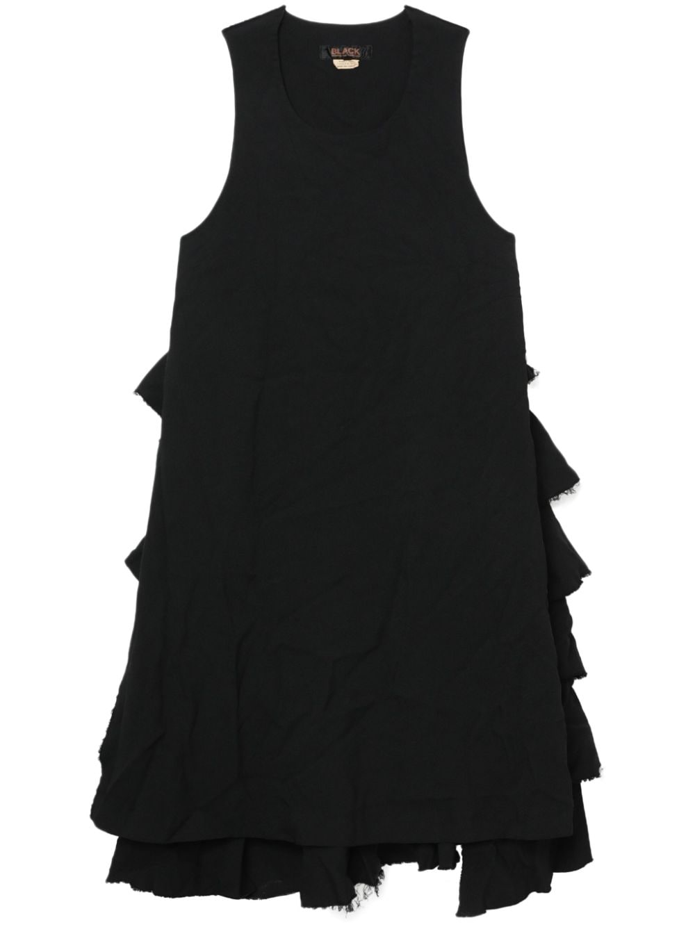 Black Comme Des Garçons Ruffled-panel Midi Dress In Black