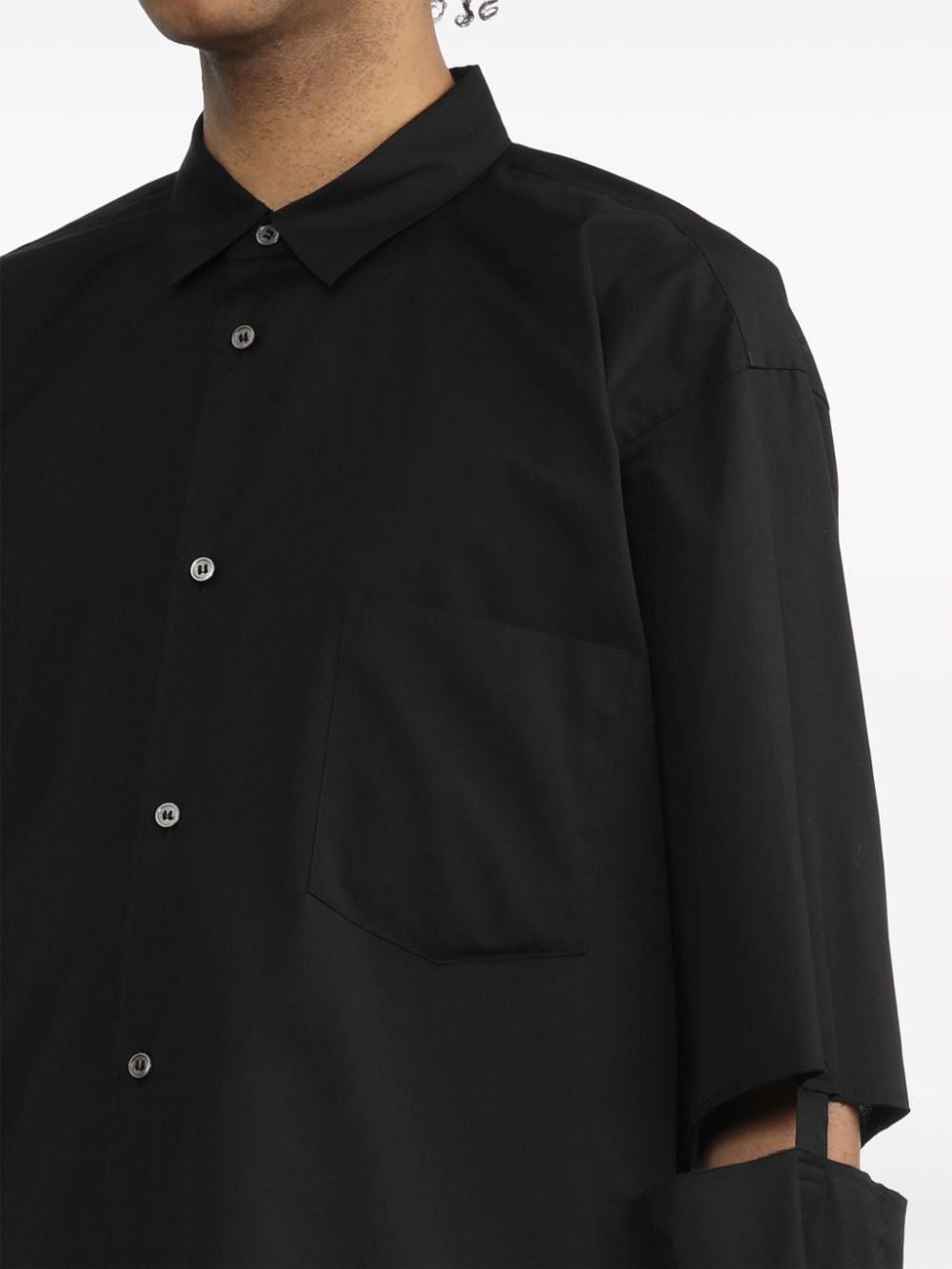 Shop Black Comme Des Garçons Cut-out Cotton-poplin Shirt In Black