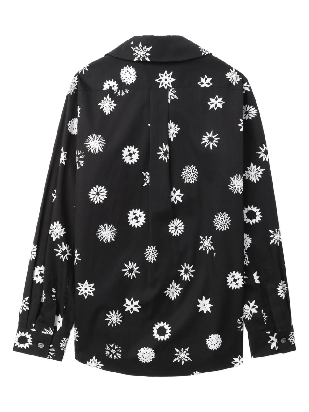 Black Comme Des Garcons graphic-print ruffle-trim shirt Men