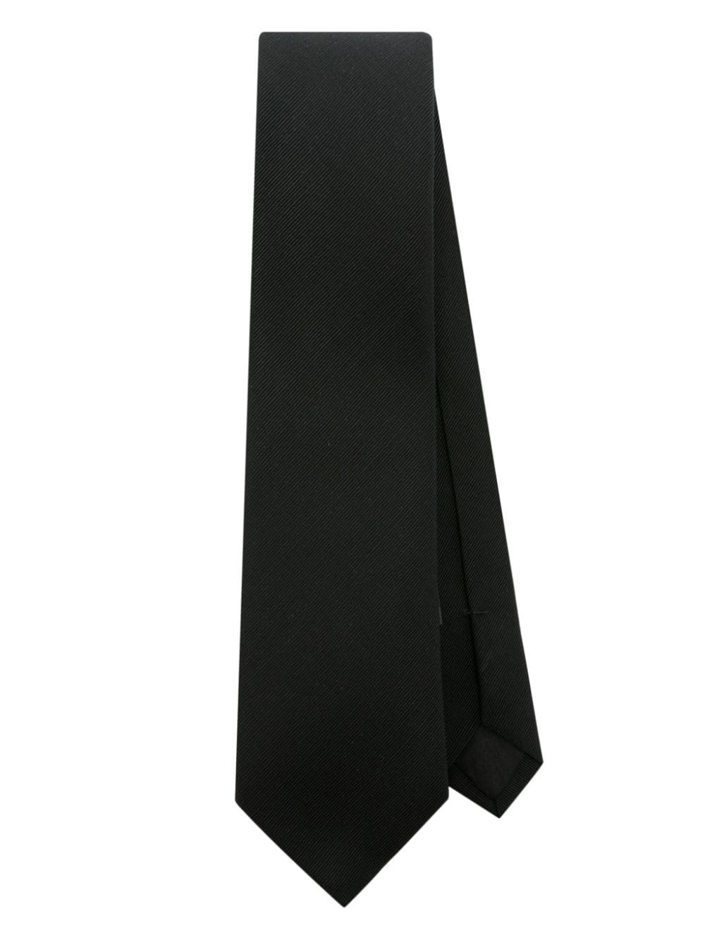 Saint Laurent Puntige stropdas Zwart