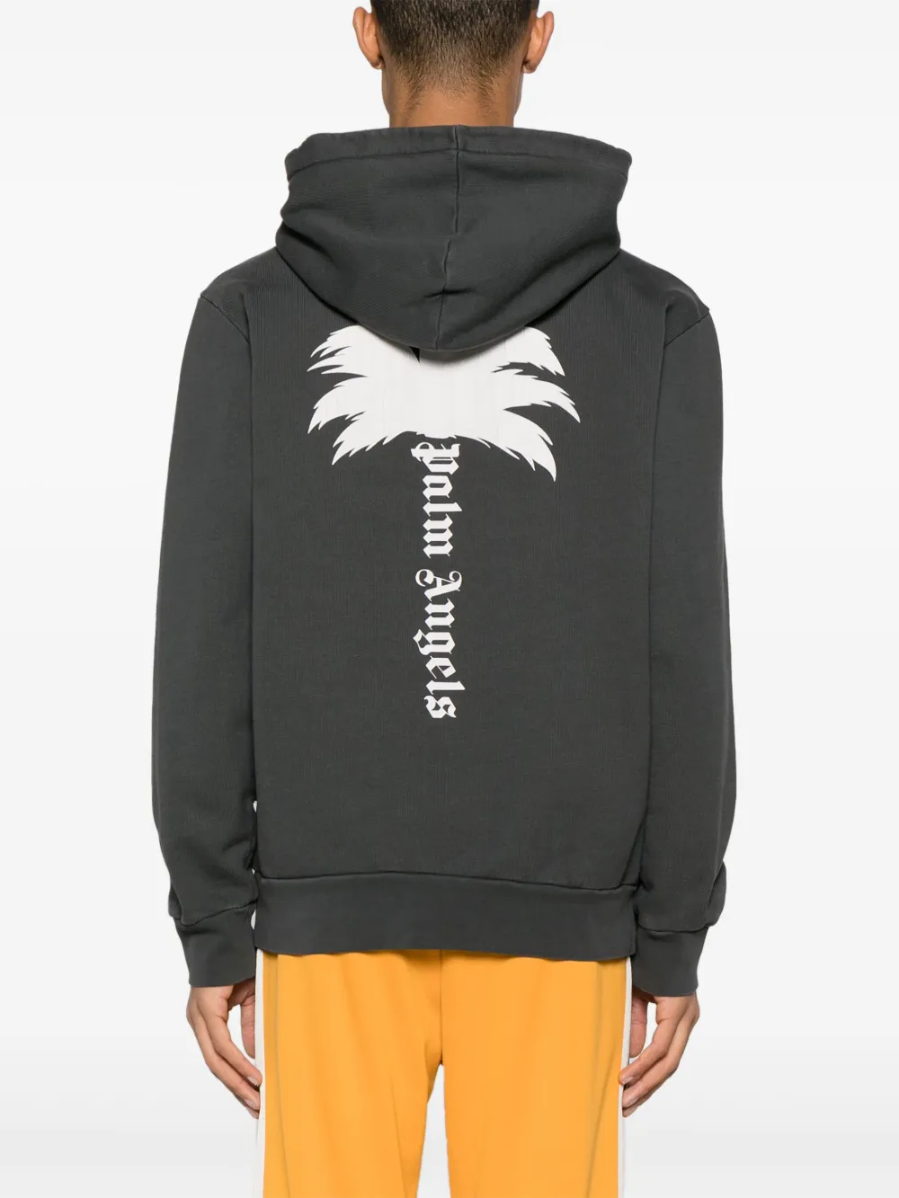 Shop Palm Angels Logo-print Cotton Hoodie In Black