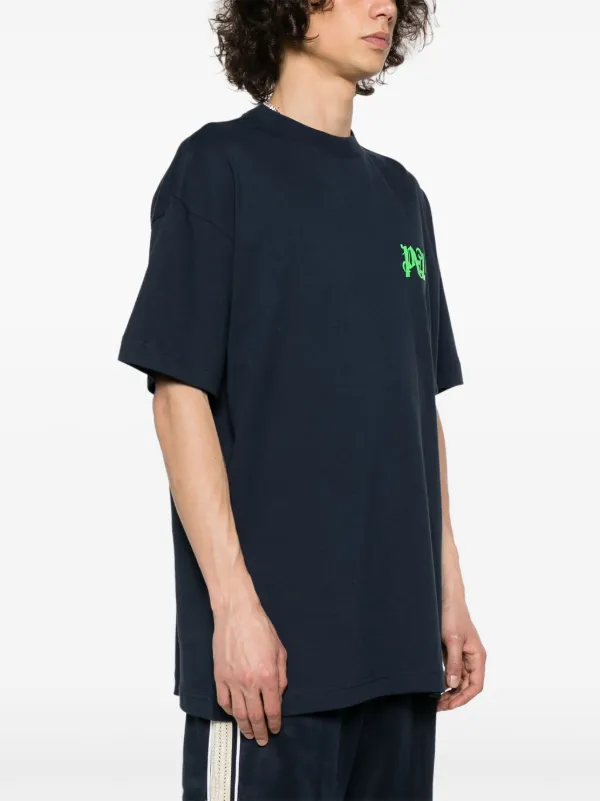 Palm Angels logo-print Cotton T-shirt | Blue | FARFETCH