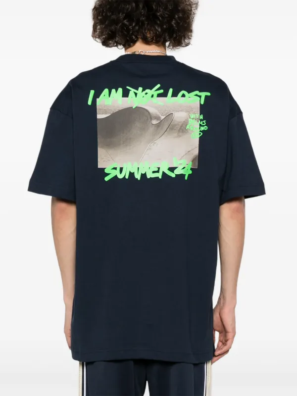Palm Angels logo-print Cotton T-shirt | Blue | FARFETCH