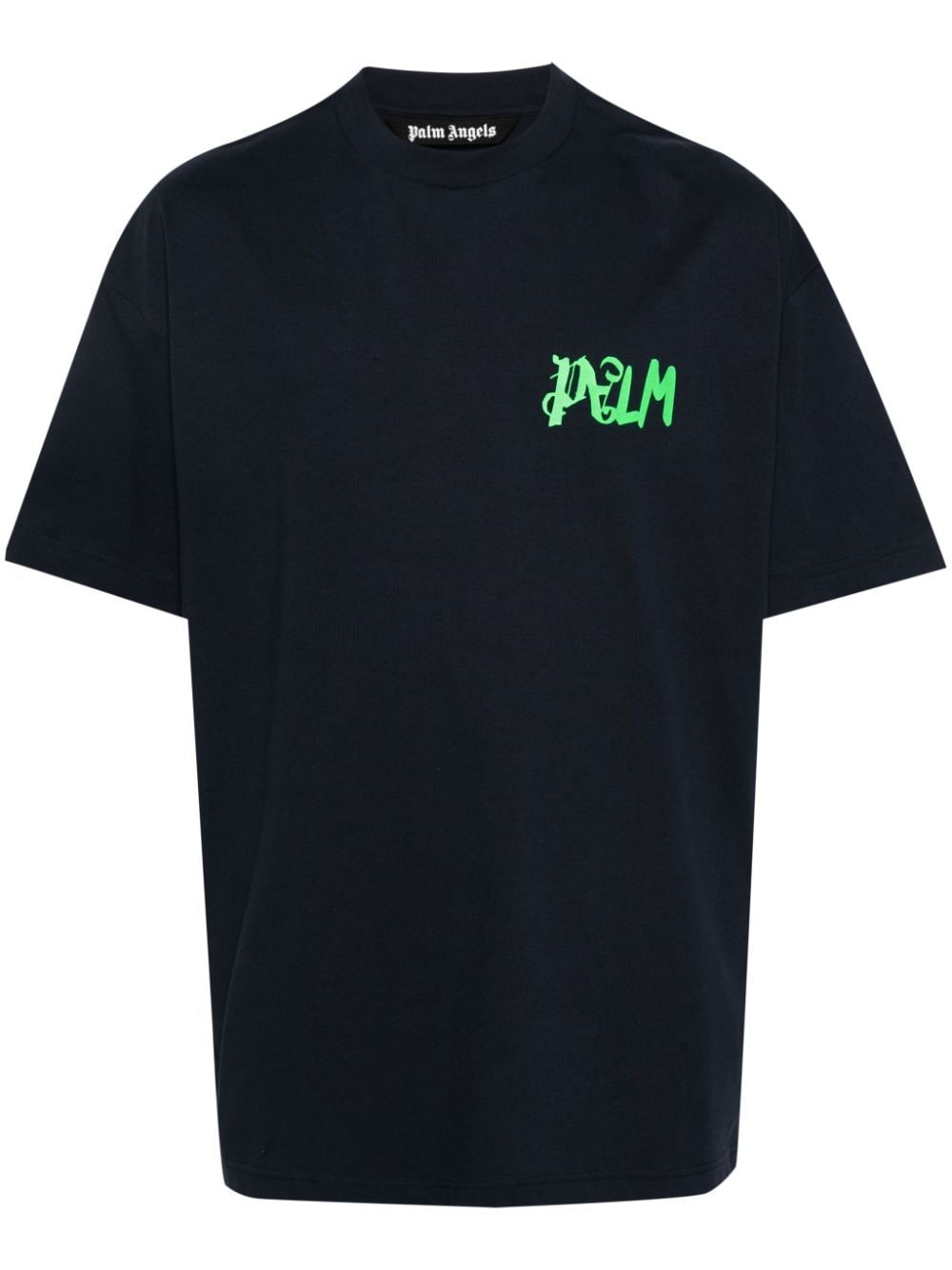 Palm Angels Logo-print Cotton T-shirt In Blue