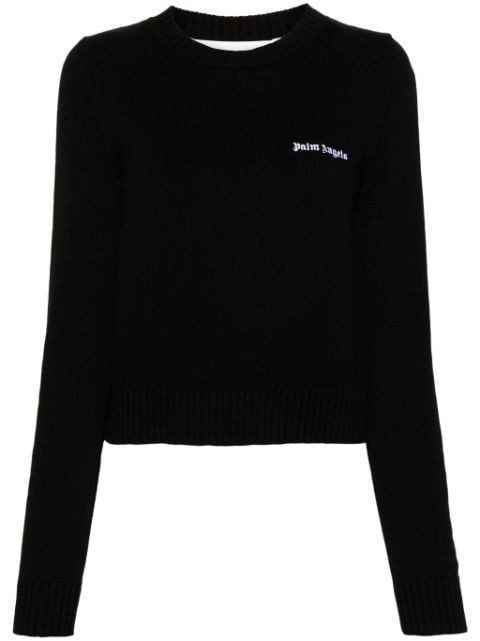 Palm Angels logo-embroidered cropped jumper