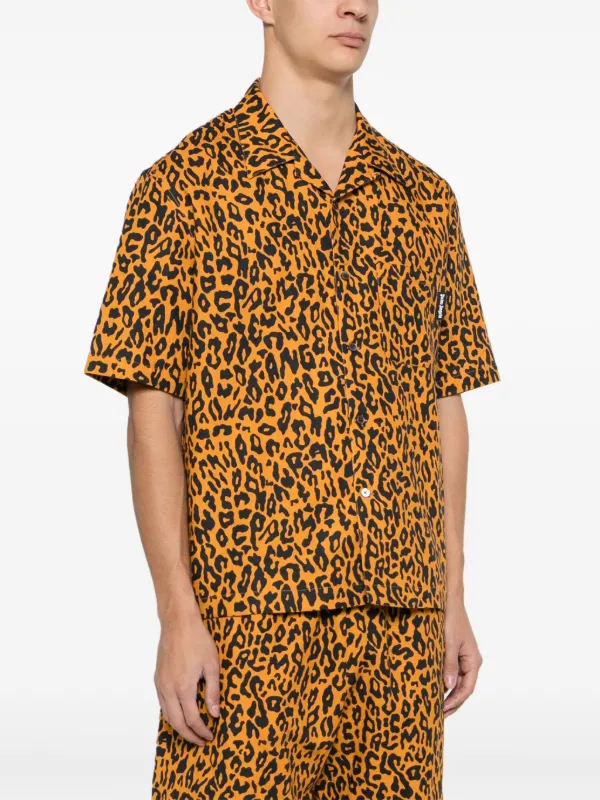 Palm Angels leopard-print Poplin Shirt | Orange | FARFETCH
