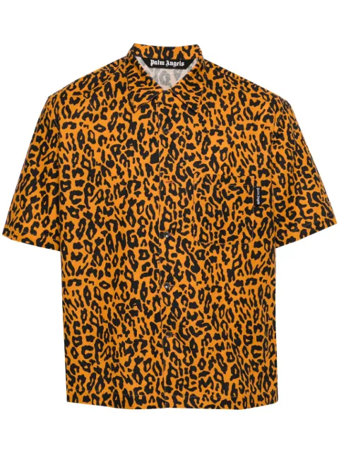 Palm Angels leopard-print poplin shirt
