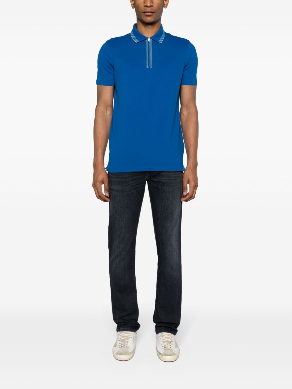 Shop Ps By Paul Smith Striped-edge Polo Shirt In Blue