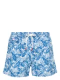 Kiton leaf-print swim shorts - Blue