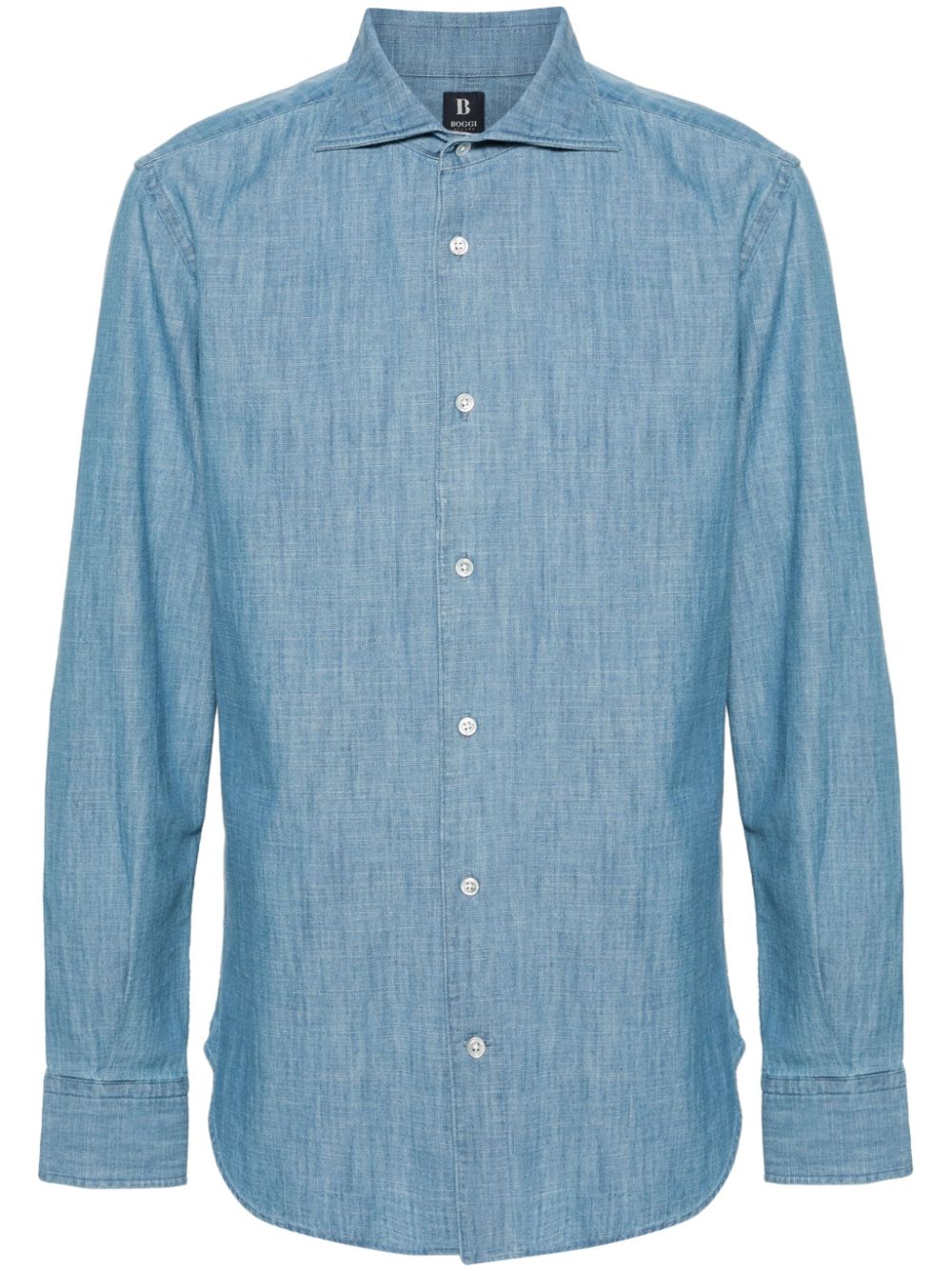Boggi Milano Pleat-detail Denim Shirt In Blue