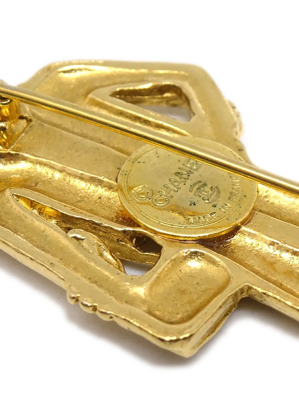 Pre-owned Chanel 1990-2000 Mademoiselle-motif Brooch In Gold