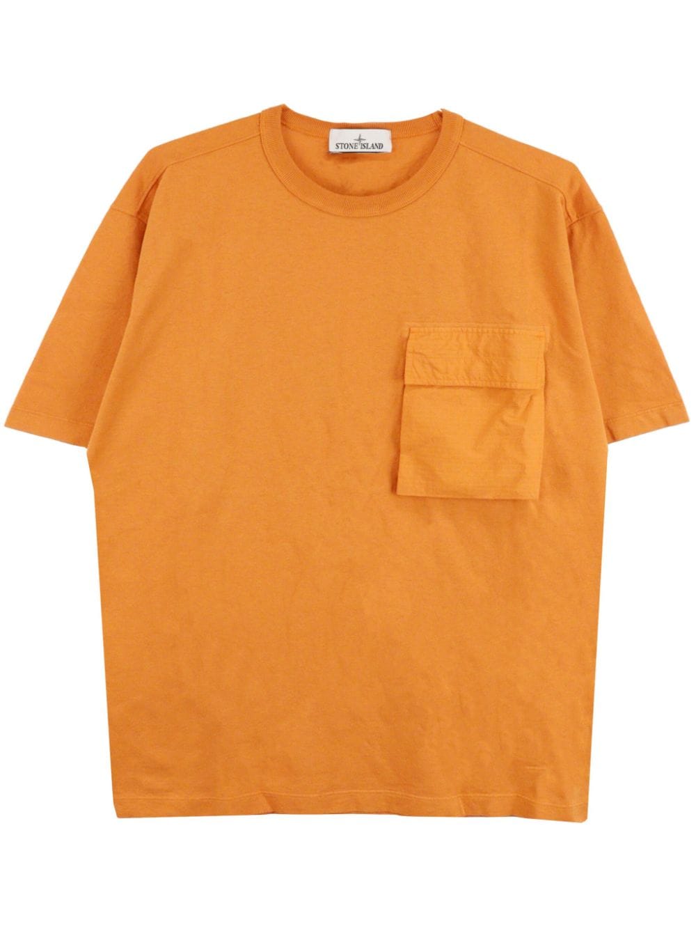Stone Island Flap-pocket Cotton T-shirt In Orange