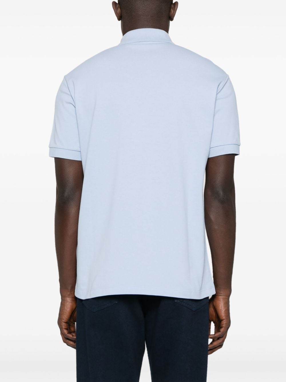 Shop Giorgio Armani Logo-embroidered Polo Shirt In Blue