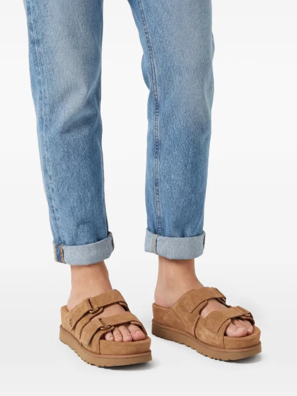 UGG Goldenstar Hi Suede Slides | Brown | FARFETCH