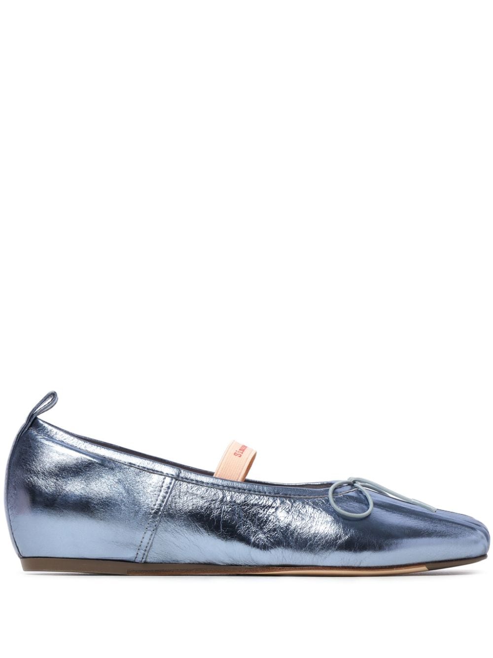 Simone Rocha logo-band leather ballerina shoes Blue