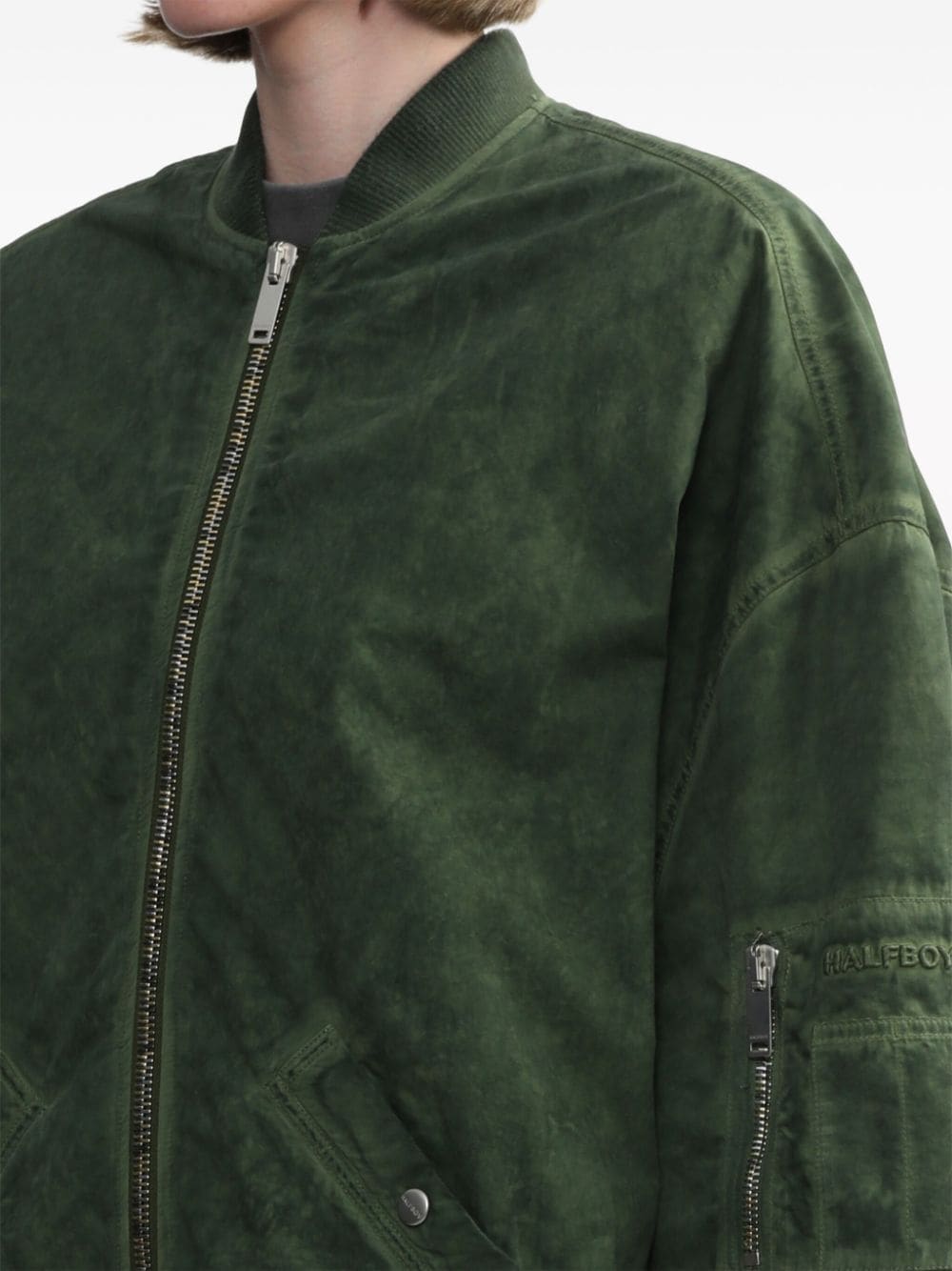 Shop Halfboy Cotton Bomber Jacket In Green