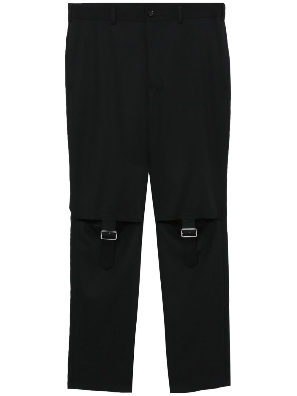 strap-detail straight-leg trousers