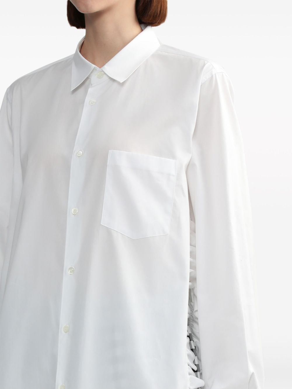 Shop Black Comme Des Garçons Ruffle-trim Oversized Shirt In White