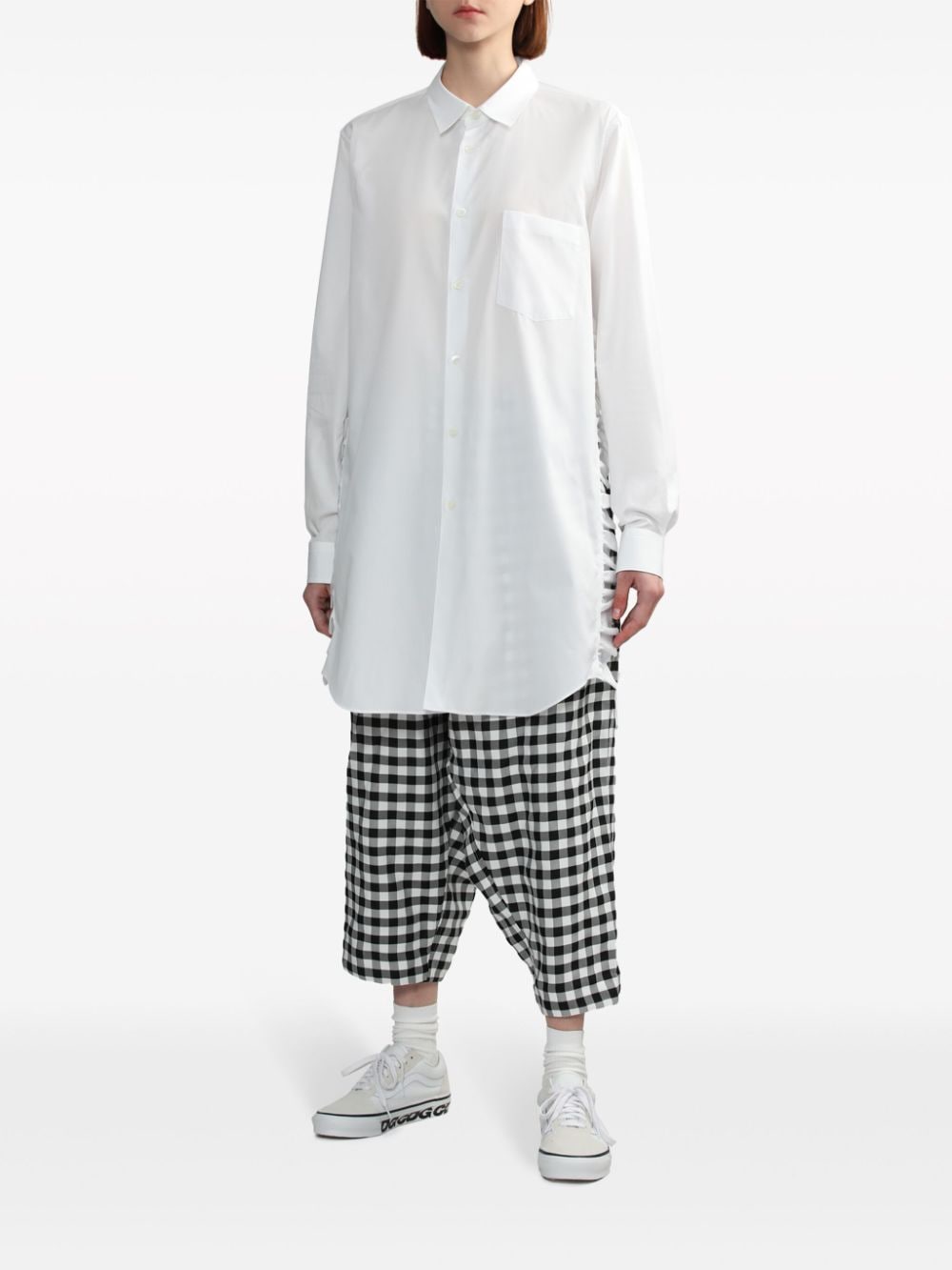 Shop Black Comme Des Garçons Ruffle-trim Oversized Shirt In White