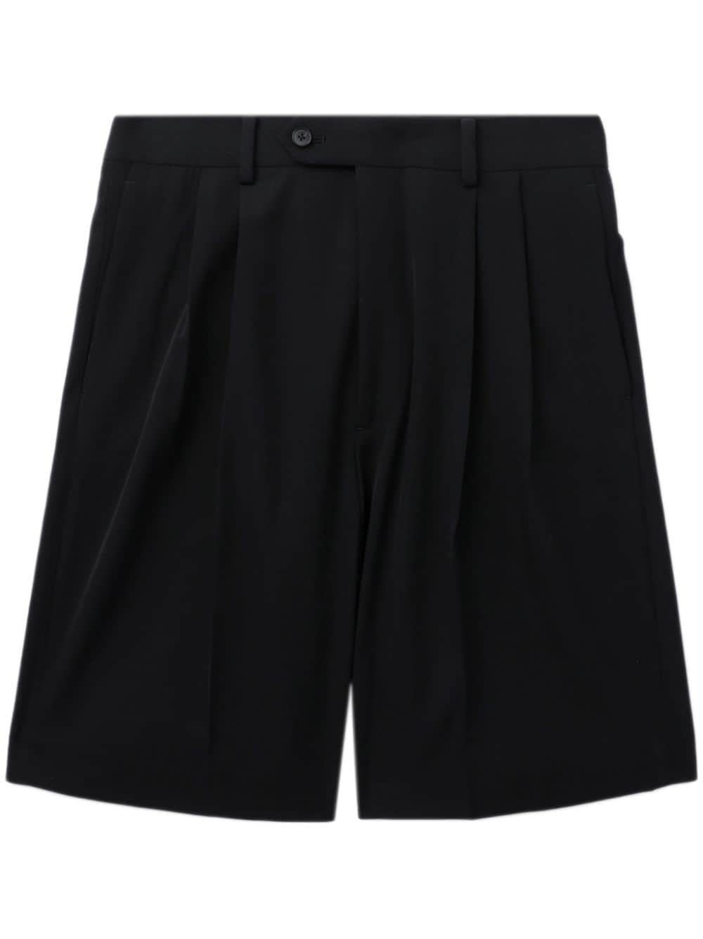 Auralee Pleated Wool-gabardine Shorts In Black