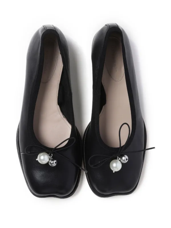 24PF new/Simone Rocha レザーバレエフラット Flat Black 24PF new/Simone Rocha ロゴレザーバレエフラット Flat Black