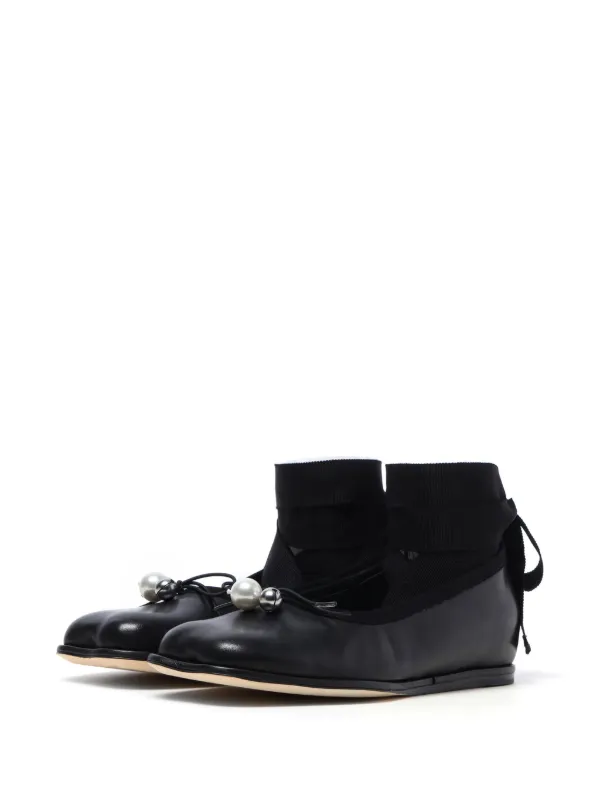 Simone Rocha イミテーションパール バレエシューズ | ブラック