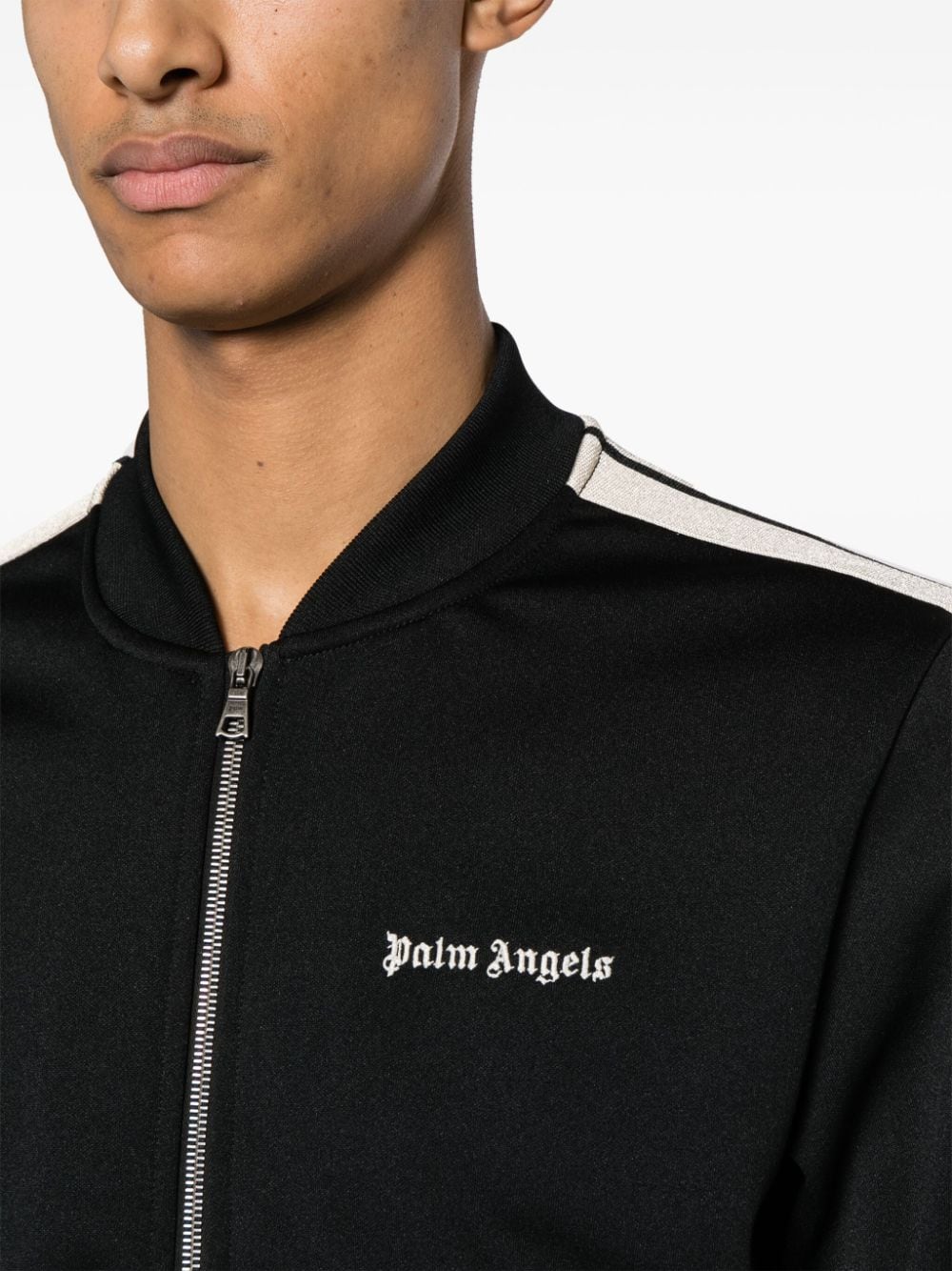 Shop Palm Angels Logo-embroidered Track Jacket In Black