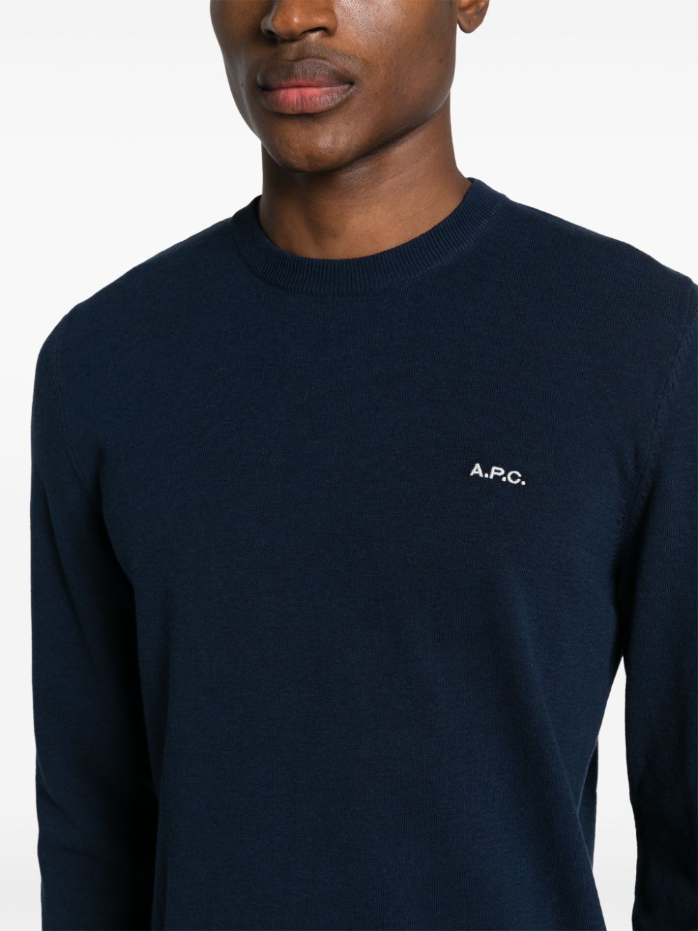 Shop Apc Logo-embroidered Jumper In Blue