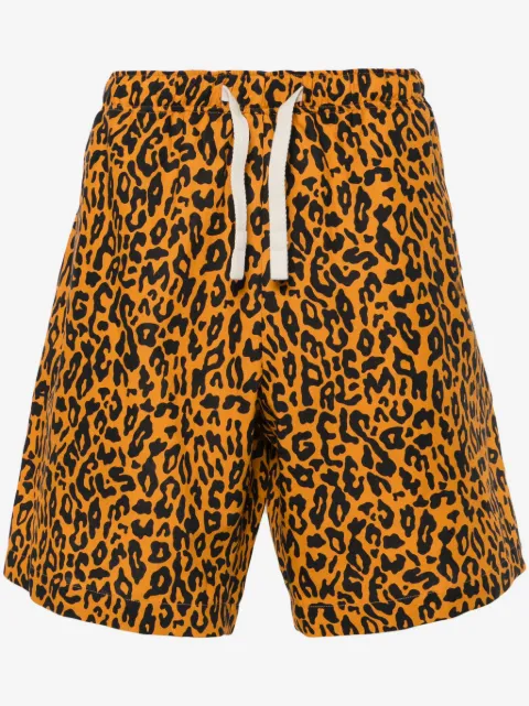 Palm Angels leopard-print poplin shorts