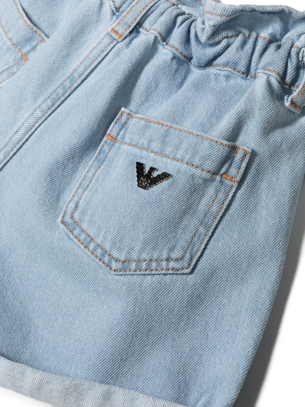 Emporio Armani Kids Spijkershorts met elastische taille Blauw