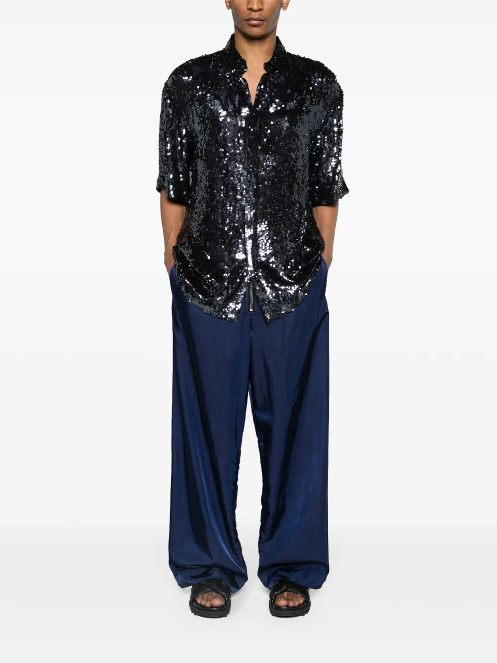 DRIES VAN NOTEN Overhemd met pailletten - Blauw