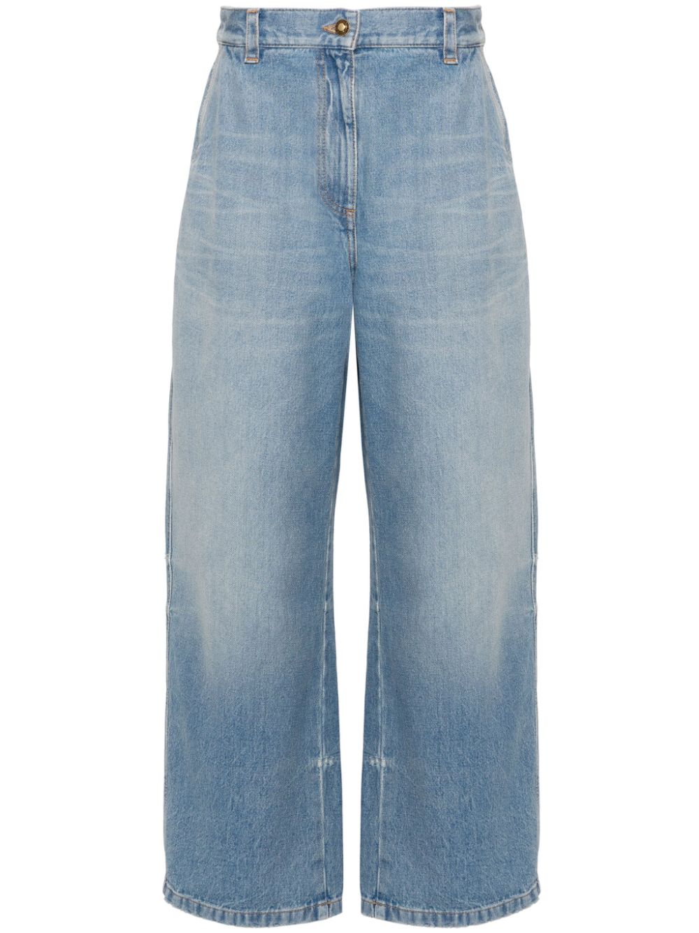 Shop Palm Angels High-rise Wide-leg Jeans In Blue