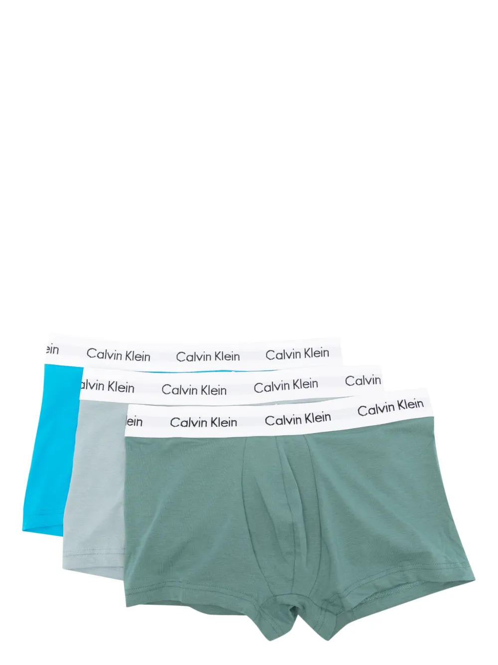 Calvin Klein Logo-waist Boxers (set Of Three) In Blue