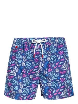 Kiton Fiesta print swim shorts Blau