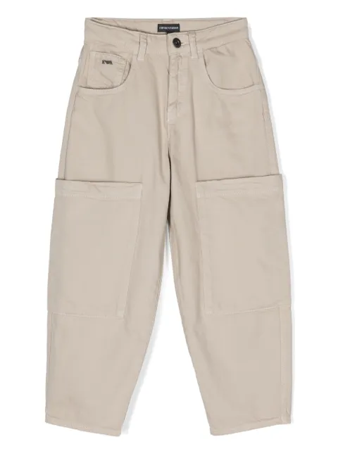 Emporio Armani Kids logo-plaque wide-leg jeans