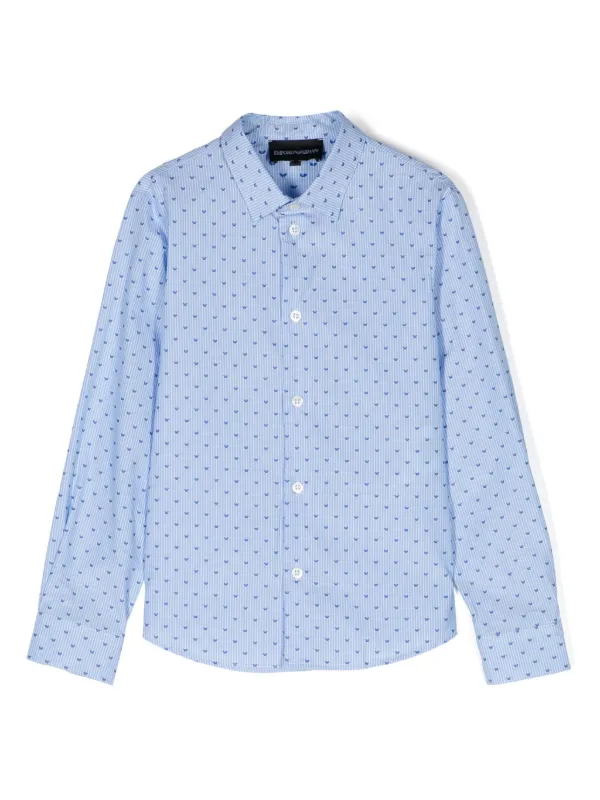uzufuriアルマーニジュニア 新品ストライプシャツ 5A 112 Emporio Armani Kids ストライプ シャツ | ブルー | FARFETCH JP
