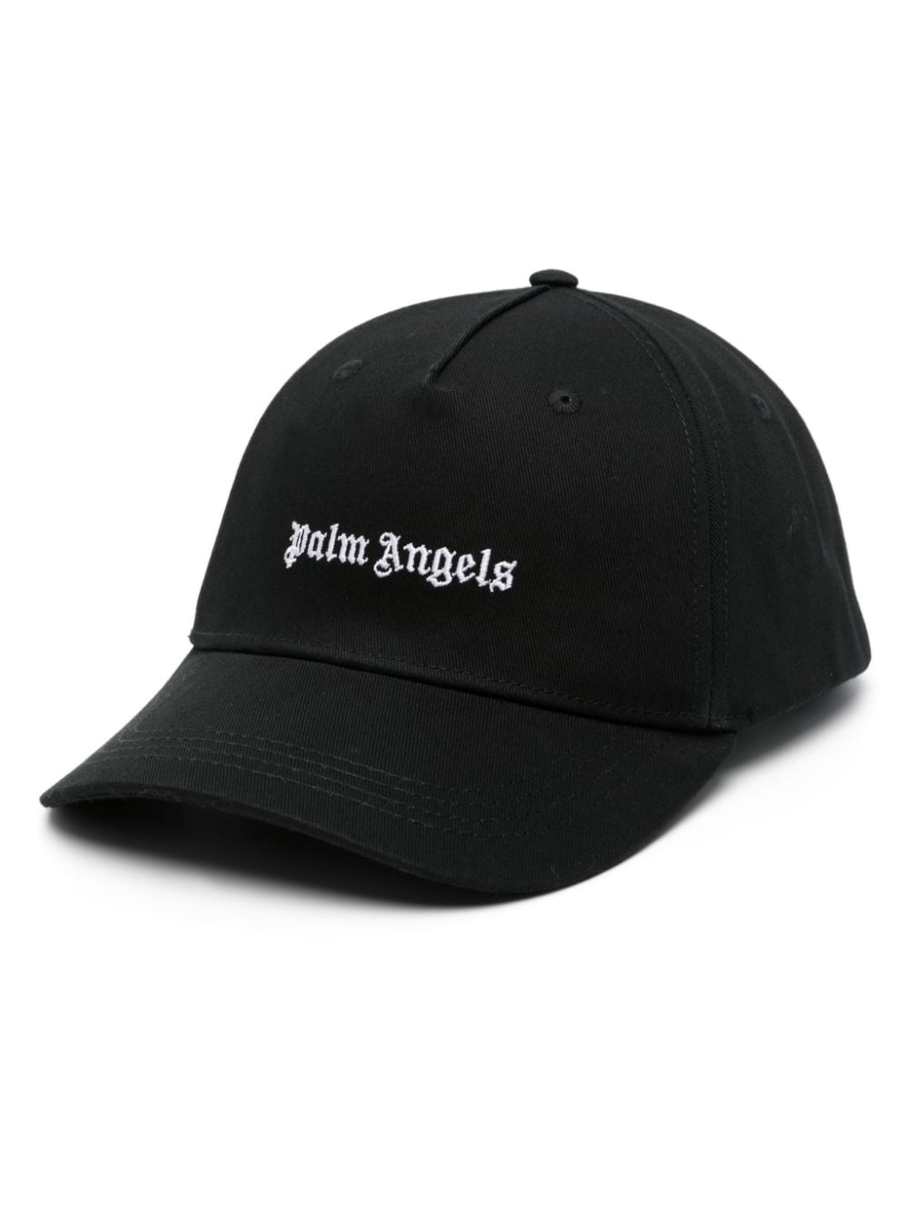 Shop Palm Angels Logo-embroidered Cotton Hat In Black