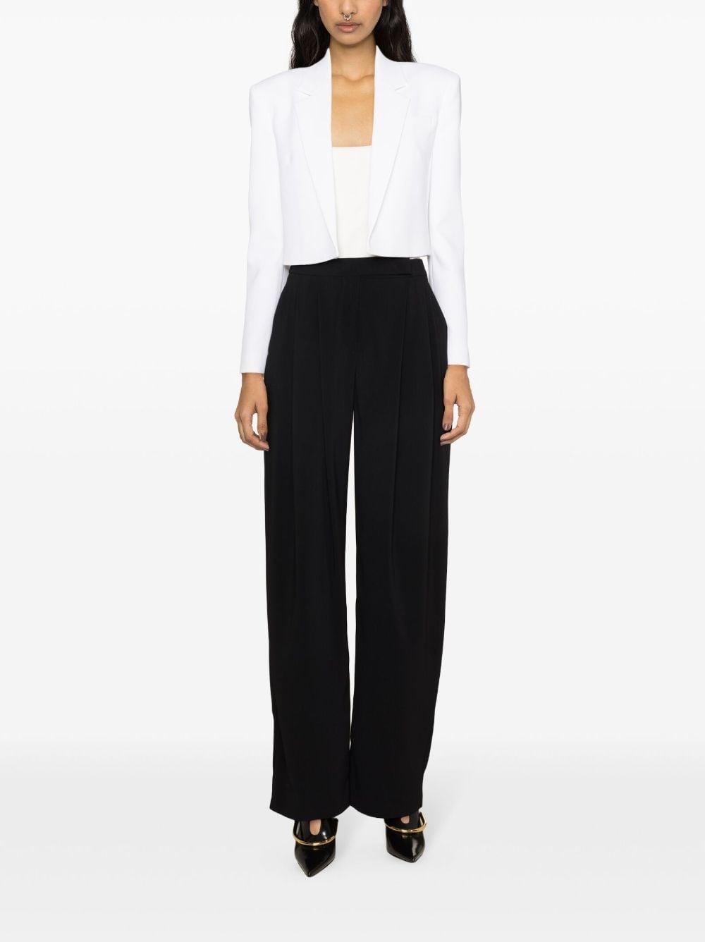 Shop Pinko High-waisted Crepe Trousers In Black