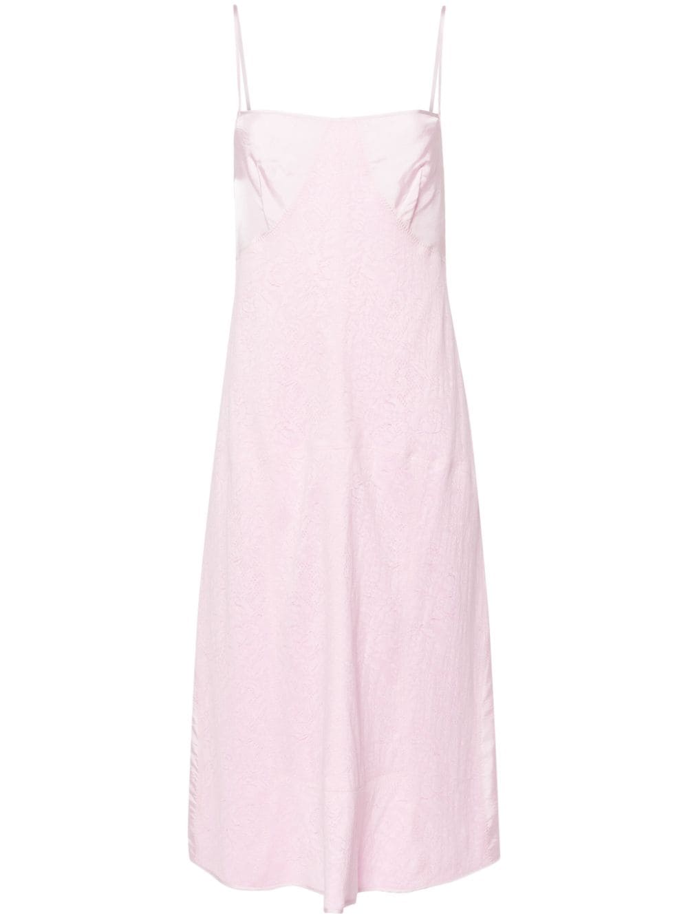 Jil Sander Lace-appliqué Slip Dress In Pink