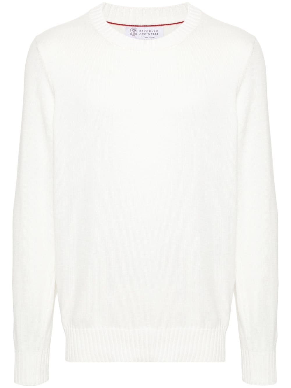 Shop Brunello Cucinelli Knitted Cotton Jumper In White