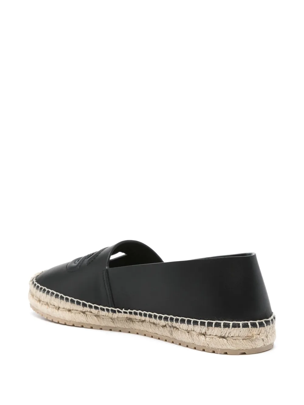 Shop Dolce & Gabbana Logo-embossed Leather Espadrilles In Black