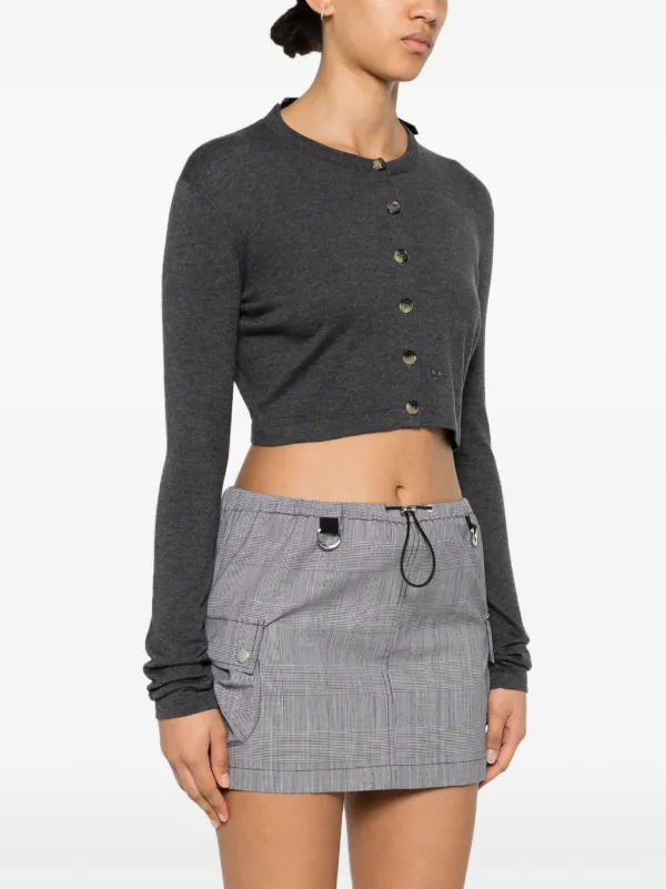 Courrèges Cropped fine-knit Cardigan | Grey | FARFETCH