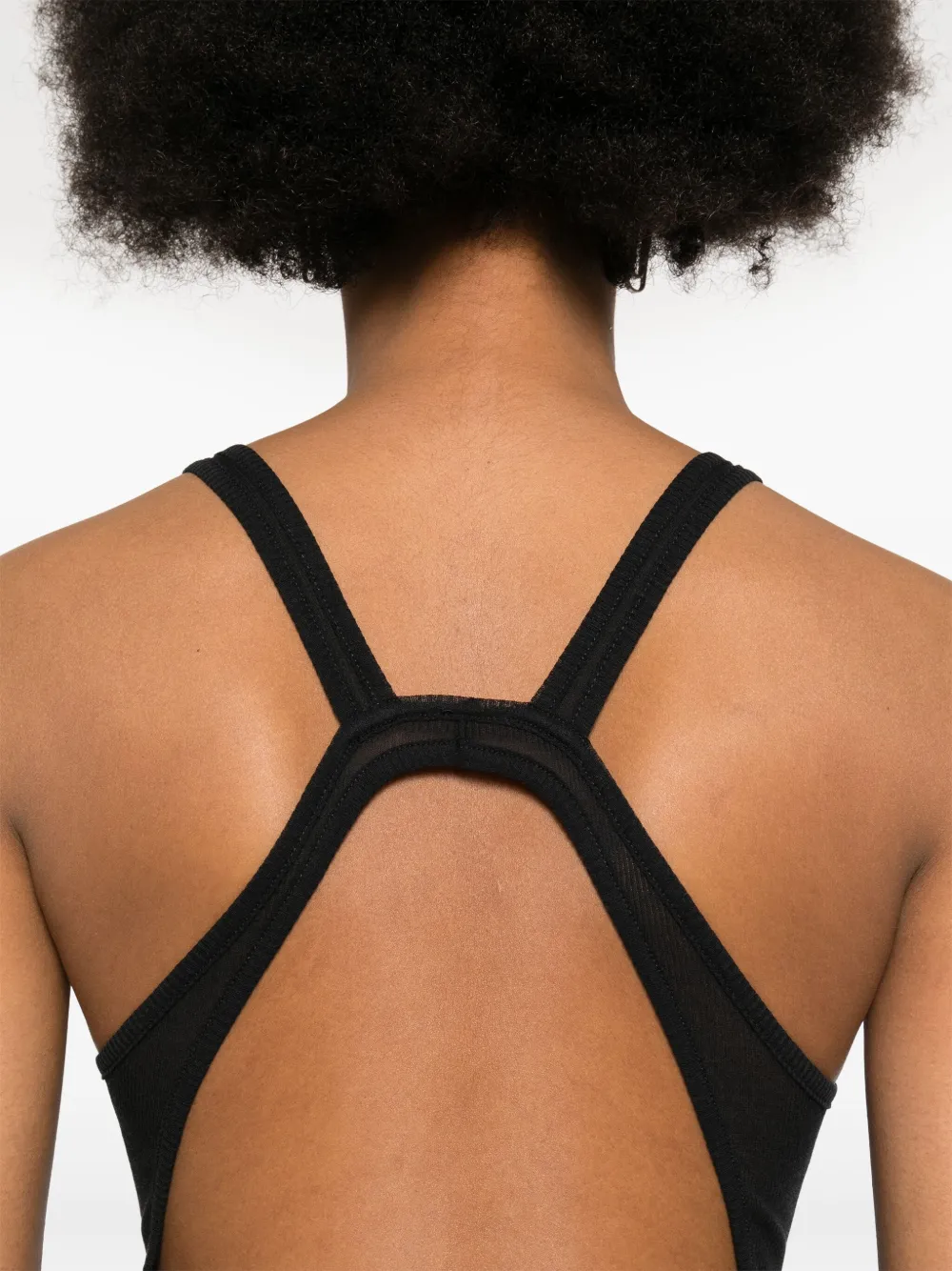 Andreädamo Fine-ribbed Open-back Bodysuit In Black
