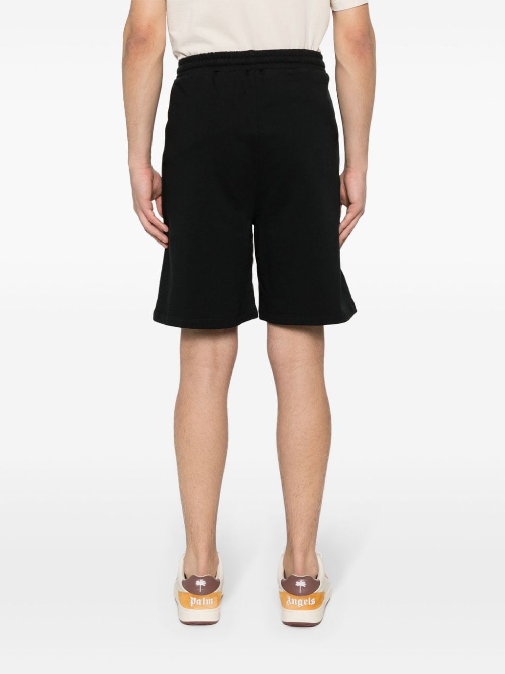 Shop Barrow Flocked-logo Track Shorts In Black