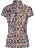 ETRO floral-jacquard short-sleeve top - Blue