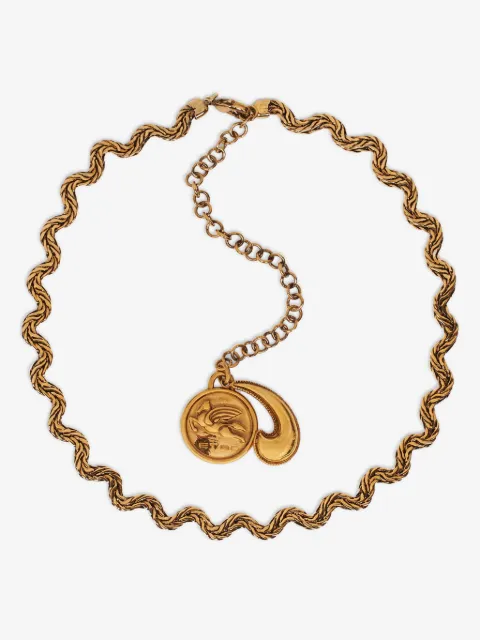 ETRO logo-charm chain necklace