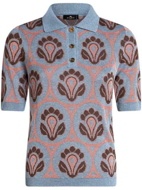 ETRO floral-jacquard knitted polo top Women